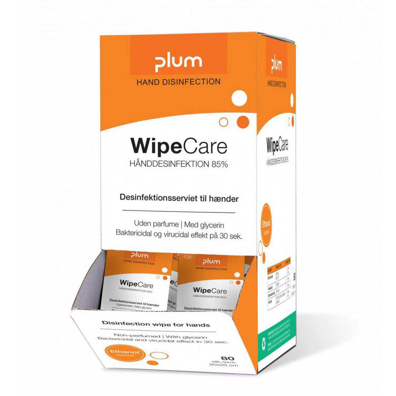 Desinfektion Plum Wipecare 85% m/ethanol u/parf. enk.pk 80