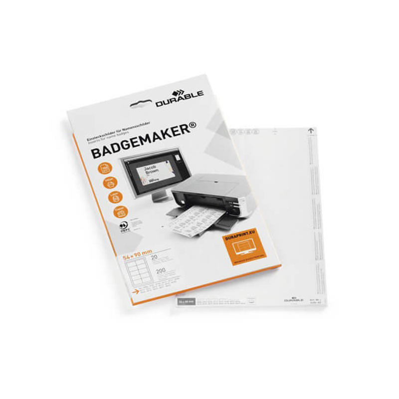 Indstik til navneskilte på A4 ark 54x90mm hvid pk/20ark