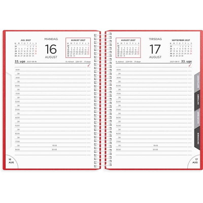 Dagkalender 2027 Mayland rød PP-plast
