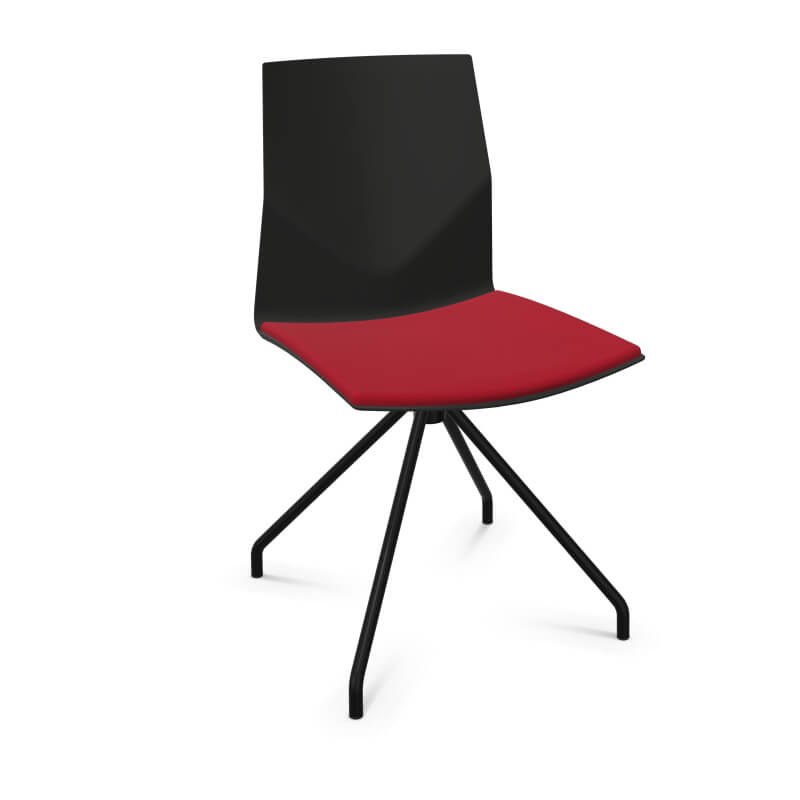 Konferencestol FourCast 2 sort m. rød PU 64121, sort stel
