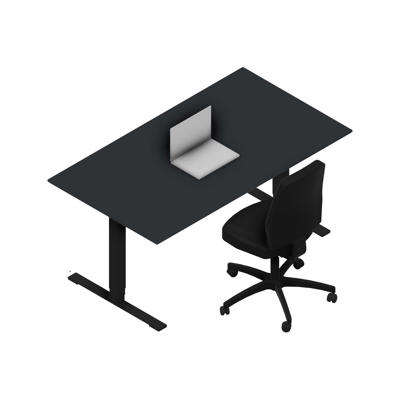 Hæve-sænke bord Dencon 12874 1600x900 sort stel antr. lam pl