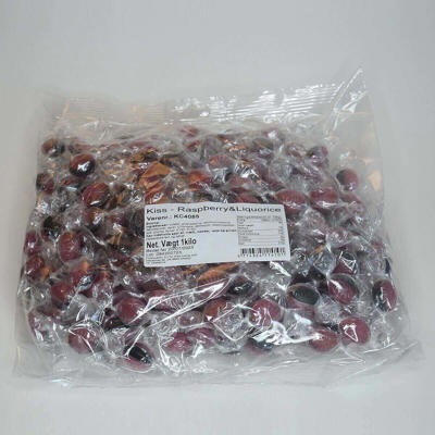 Bolcher Kiss Raspberry liquorice hindbær/lakridspulver 1 kg