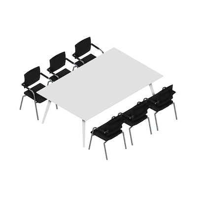 Konferencebord Dencon XL 1914 220x140 HPL hvid/hvid