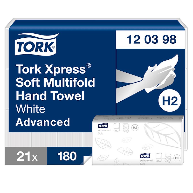 Papirhåndklæder Tork Xpress H2 Adv 2-lags Z-fold 120398 3780