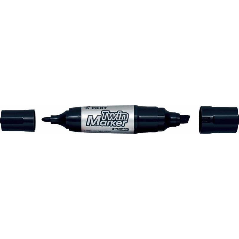 Pilot Twin Marker Jumbo rund og skrå spids sort