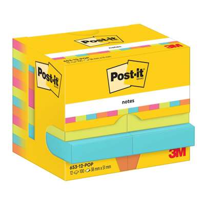 Post-it notes 653 Poptimistic 38x51mm ass. pk./12