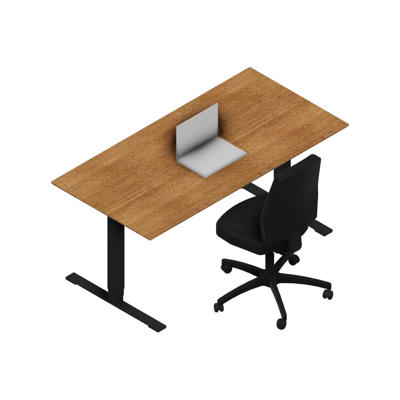 Hæve/sænkebord Dencon 03504 1600x800 sort stel valnød pl