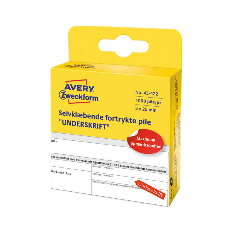 Etiketter Avery Pil signatur 5x25mm 1000stk/pak 43-422