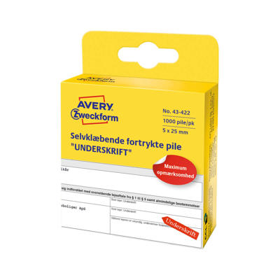 Etiketter Avery Pil signatur 5x25mm 1000stk/pak 43-422