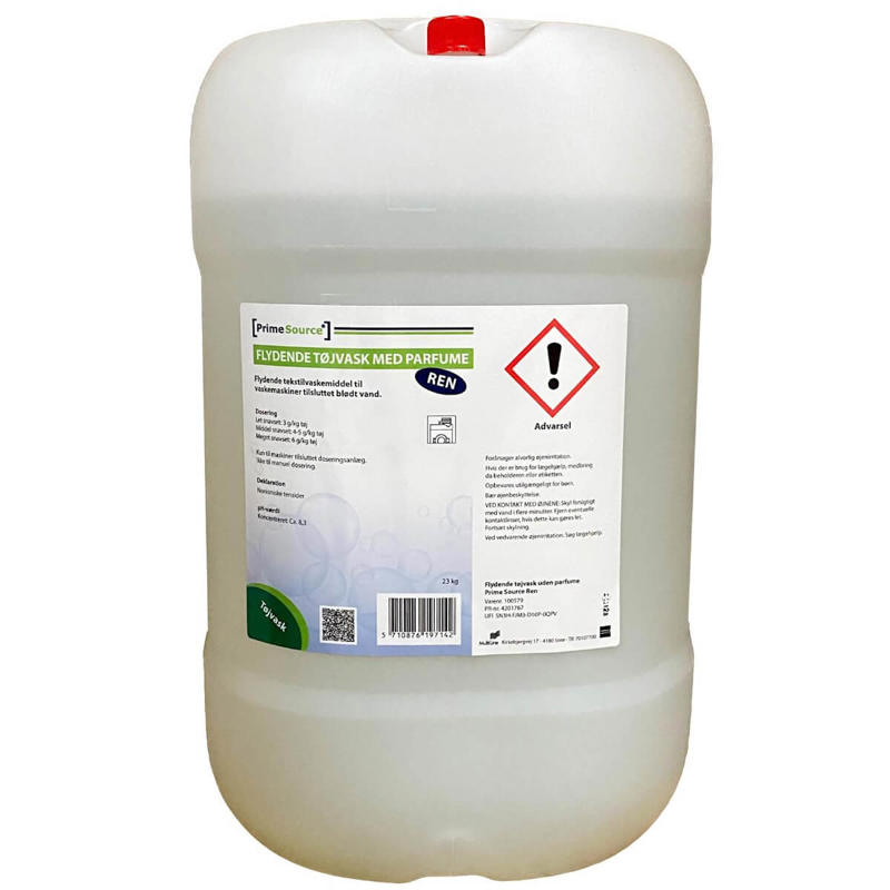 Vaskemiddel flydende PrimeSource Ren m/enzymer-parf. 23kg