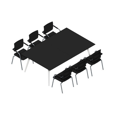 Konferencebord Dencon XL 1914 220x140 HPL sort/hvid