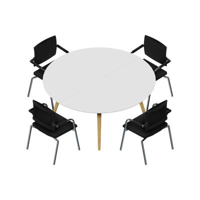 Konferencebord Dencon XL 1922 Ø160 HPL hvid/eg