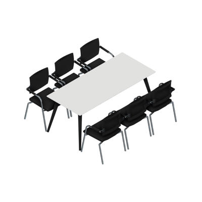 Konferencebord Dencon XL 1926 180x80 HPL hvid/sort