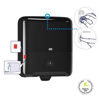 Dispenser Tork Matic H1 sort t/håndklædeark på rulle 551008