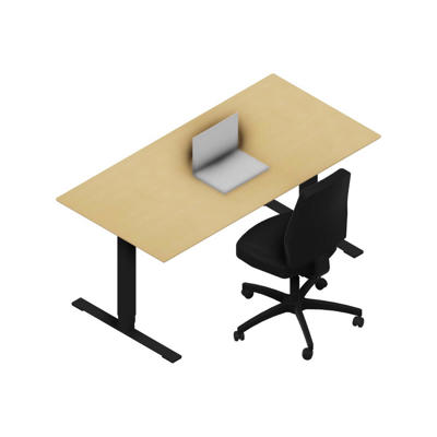 Hæve/sænkebord Dencon 03504 1600x800 sort stel bøg pl