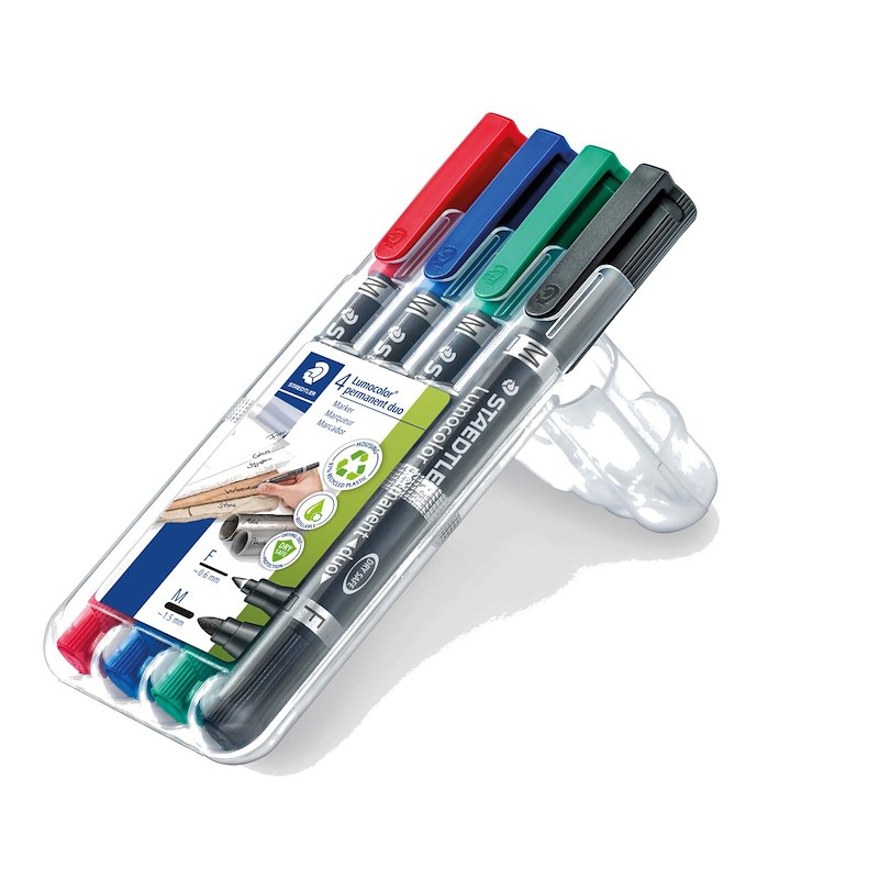Marker Staedtler Lumocolor 348 Duo F/M perm 4 ass.