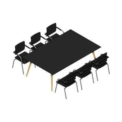 Konferencebord Dencon XL 1914 220x140 HPL sort/eg