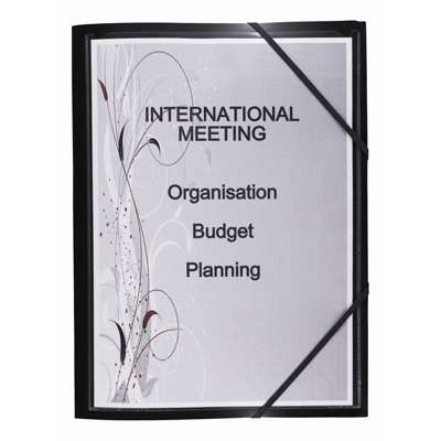 Plastmappe A4 sort Opaque m/elastik Polyvision