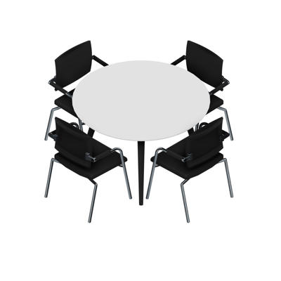 Konferencebord Dencon XL 1920 Ø120 HPL hvid/sort