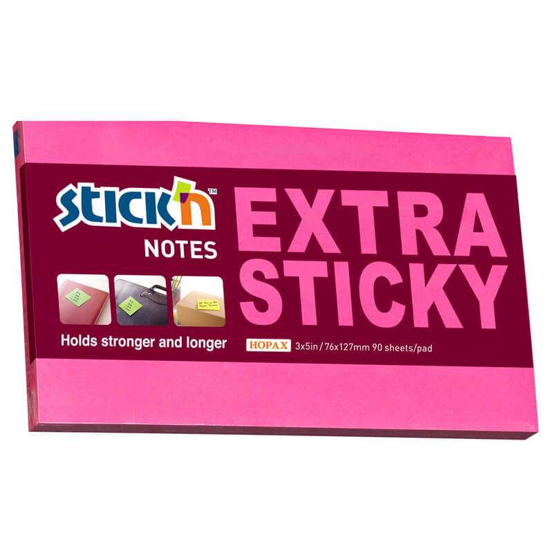 Notes Stick'N Extra Sticky rød 76x127mm 90bl. 12blk/pk