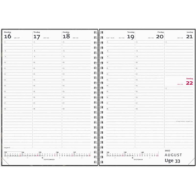 Ugekalender A5 2027 Mayland højform matsort genbrugskarton