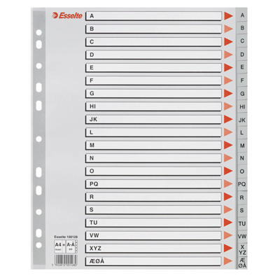 Plastregister Esselte A-Å Maxi grå A4 m/kartonforblad
