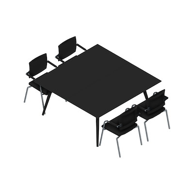 Konferencebord Dencon XL 1912 160x160 HPL sort/sort