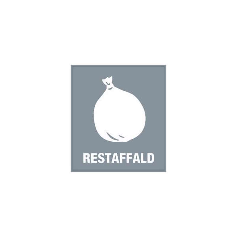 Piktogram affaldssortering Bica RESTAFFALD 15x15cm Hvid/klar