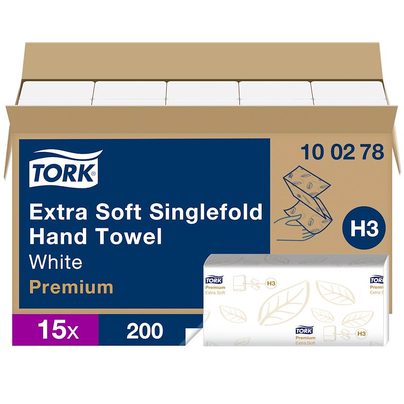 Papirhåndklæde Tork Ex Soft H3 Prem 2-lag singlef 100278 300