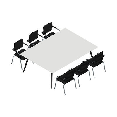 Konferencebord Dencon XL 1915 220x160 HPL hvid/sort