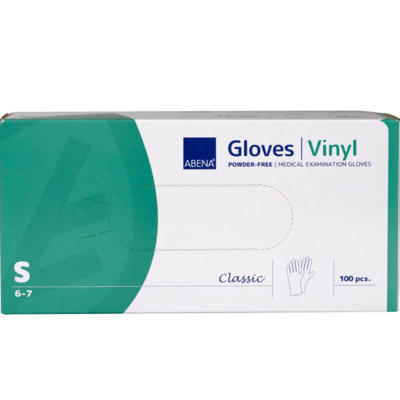 Undersøgelseshandske vinyl str. S pudderfri pk./100