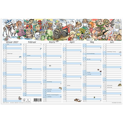 Vægkalender A3 2027 Mayland Otto Dickmeiss illu.