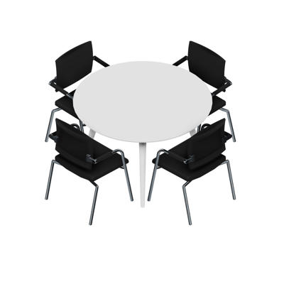 Konferencebord Dencon XL 1920 Ø120 HPL hvid/hvid