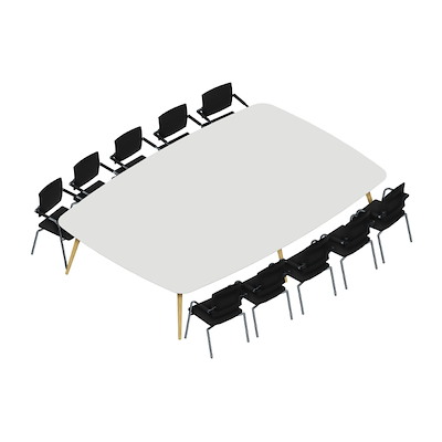 Konferencebord Dencon XL 1904 360x240 HPL hvid/eg