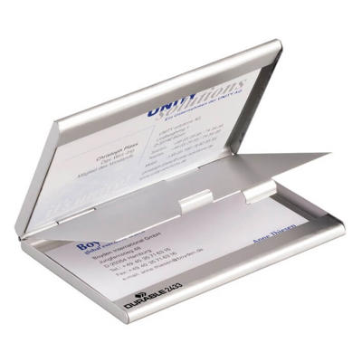 Køb Visitkortholder fra Durable med plads til 20 visitkort 55x90 mm aluminium