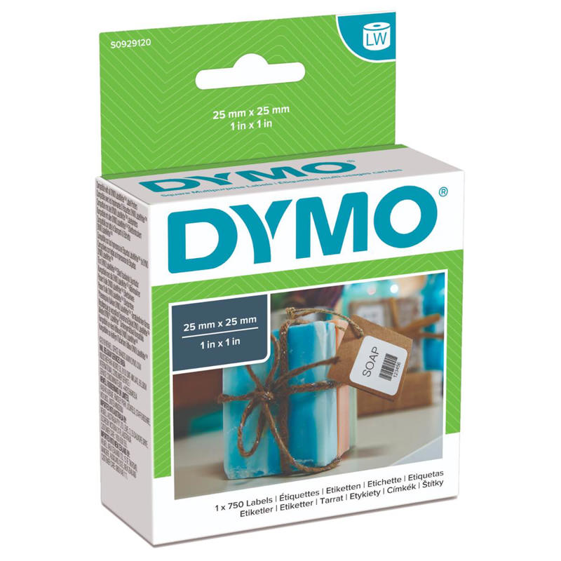 Labeltape DYMO universal 25x25mm aftagelig 750 stk/pk