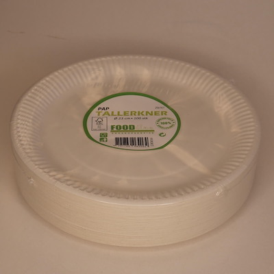 Tallerken middag pap Ø23cm 100stk/pak