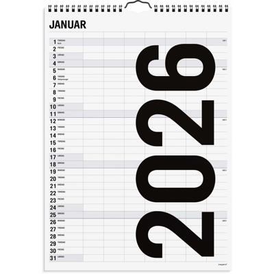 Familiekalender Black and white 7 kol. 2026