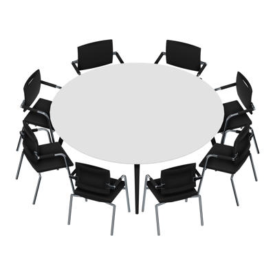 Konferencebord Dencon XL 1901 Ø200 HPL hvid/sort