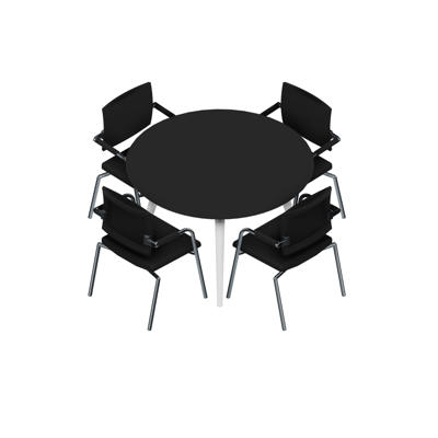 Konferencebord Dencon XL 1920 Ø120 HPL sort/hvid