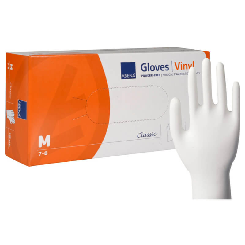 Undersøgelseshandske vinyl str. M pudderfri pk./100