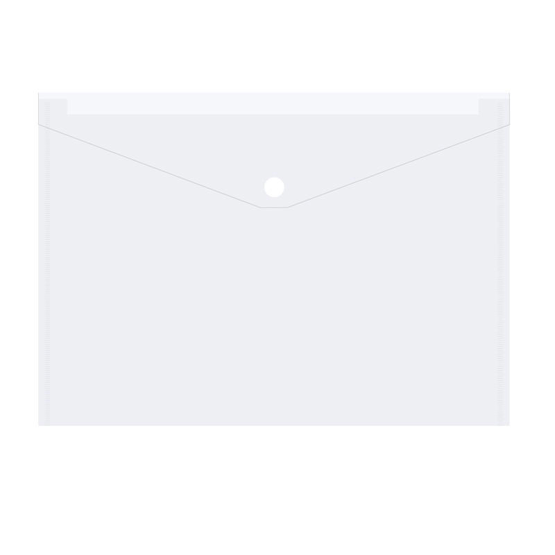 Plastmappe PP A4 transparent m/klap og trykknap