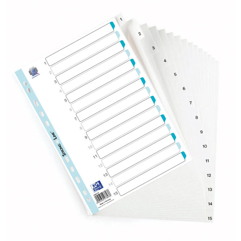 Register A4 Elba 1-15 i plast m/forblad hvid