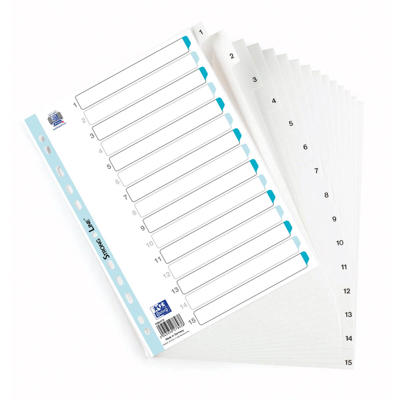 Register A4 Elba 1-15 i plast m/forblad hvid