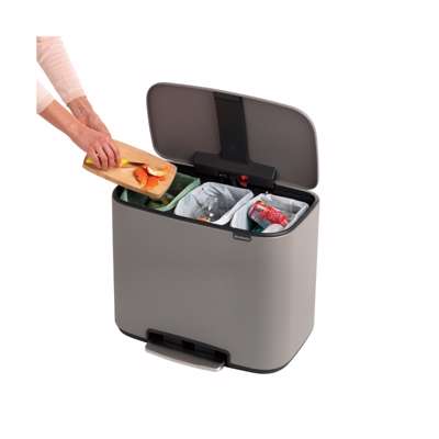 Pedalspand Brabantia Bo 3x11 liter beton grå