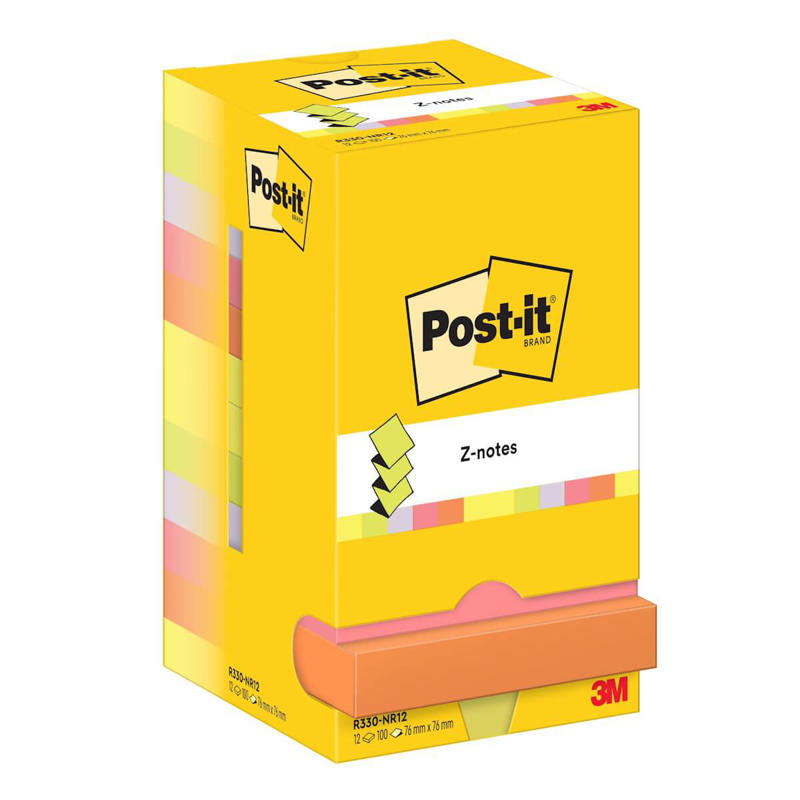 Post-it notes R330NR 76x76mm Z-notes neon farver 12blk/pk