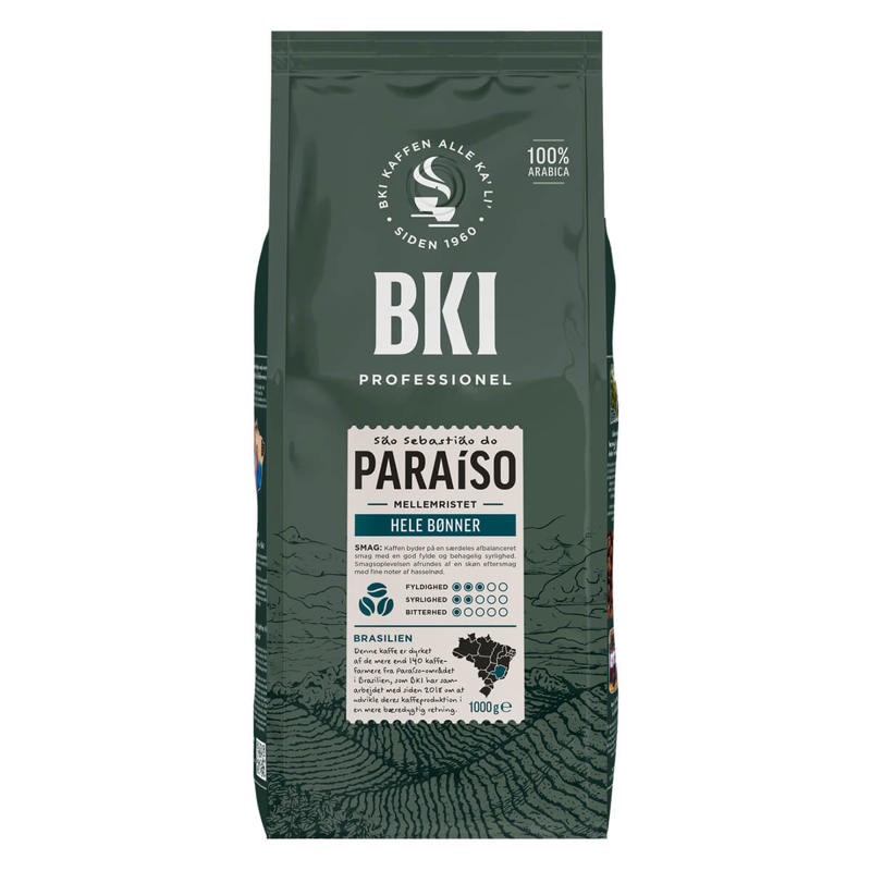 Kaffe BKI PRO Paraiso helbønner 1kg.
