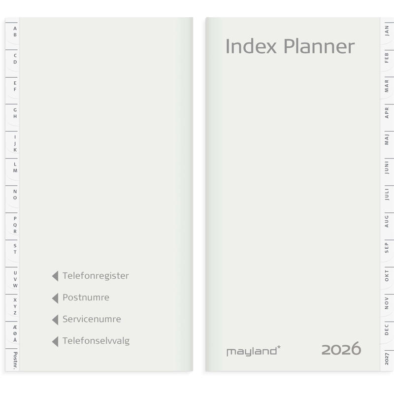 Index Planner månedskalender REFILL + tlf.reg. 2026