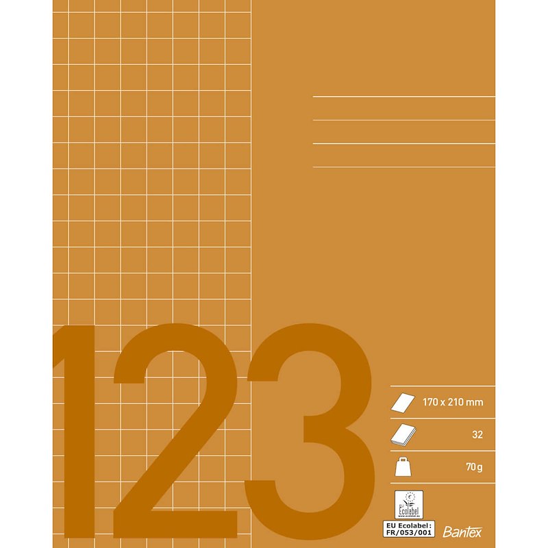 Skolehæfte Bantex 17x21cm kvad 10x10mm 32bl 70g brun