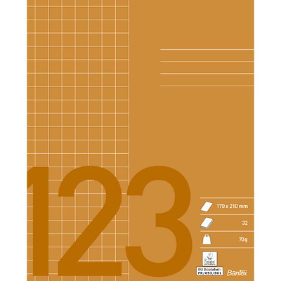 Skolehæfte Bantex 17x21cm kvad 10x10mm 32bl 70g brun